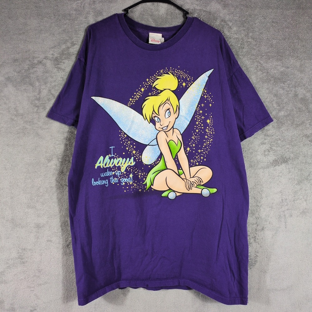 Disney Store Tinkerbell Purple T-Shirt One Size 90s Vintage I Always Wake Up...